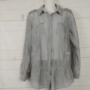 Chico's Sheer Micro Stripe Top

Size 2 (large)